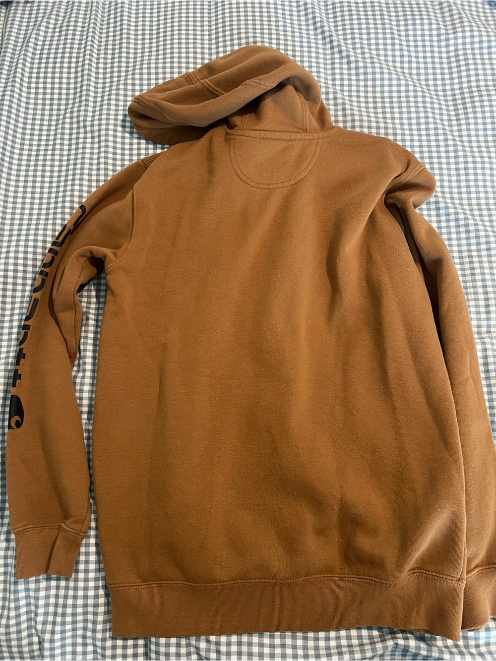 Carhartt Brown Hooded Work Sweatshirt with Sleeve Logo - Picture 2 of 2